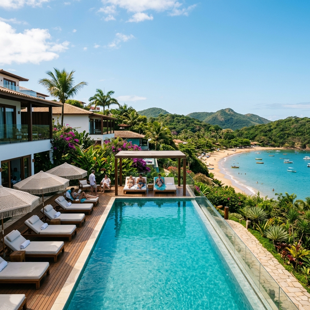 Piscina do Hotel Atlântico Búzios com vista para o mar
