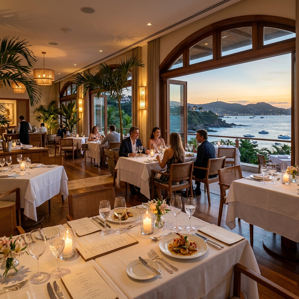 Restaurante internacional do hotel com ambiente elegante